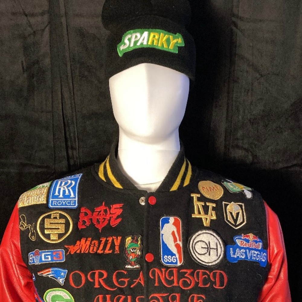 Organized Hustle Black and Red Jacket with Patches